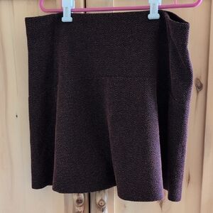 LOFT Brown Herringbone Circle Skirt